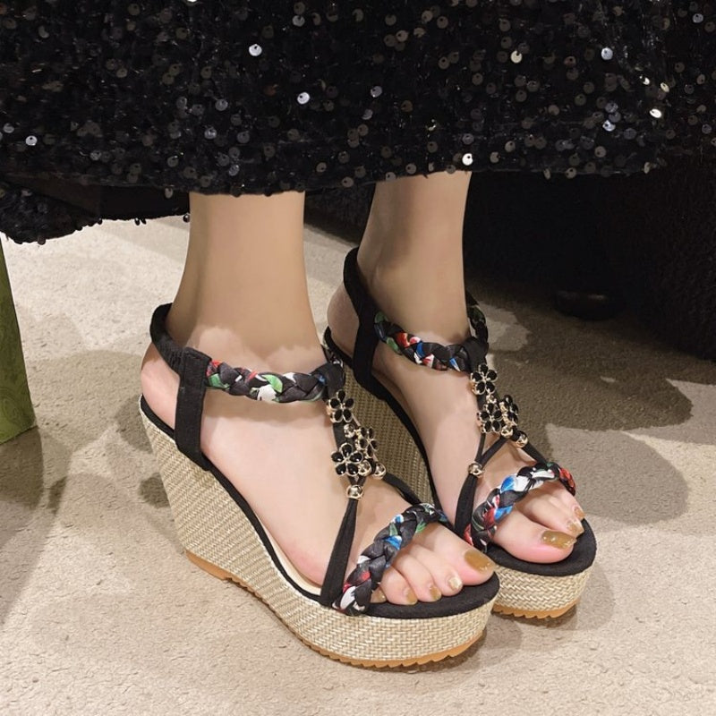 Women's Boho Wedge Pointed Toe Sandals