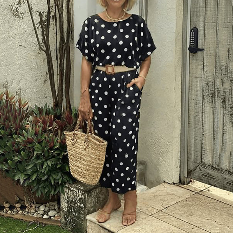 Women's Casual Polka Dot Two-Piece Set